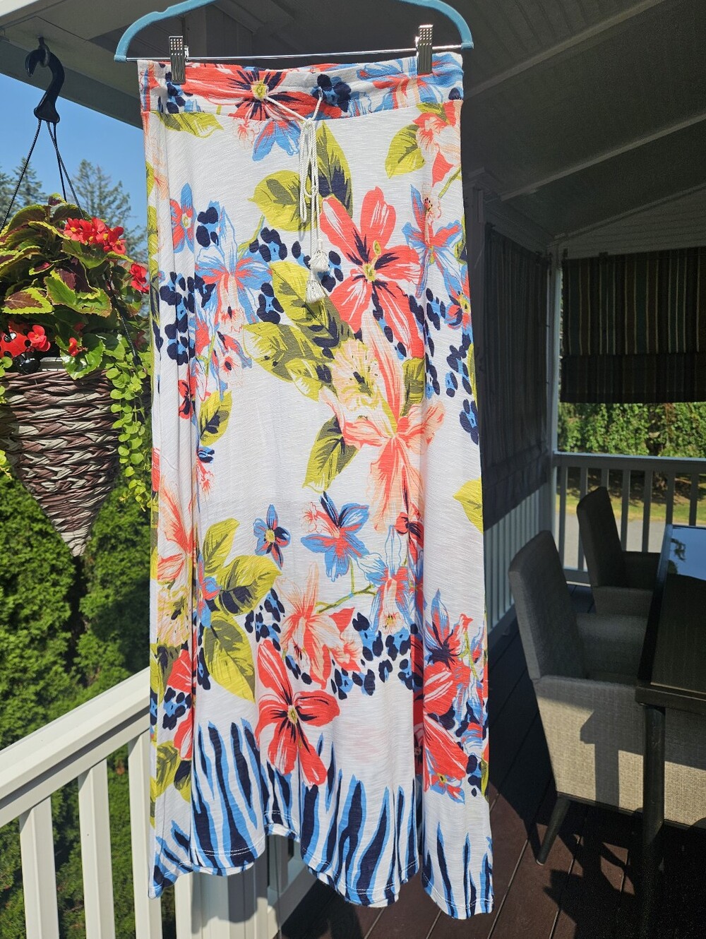 Tommy Bahama Floral Print Maxi Skirt with Drawstring Waist - White Multi 40in - Picture 1 of 8